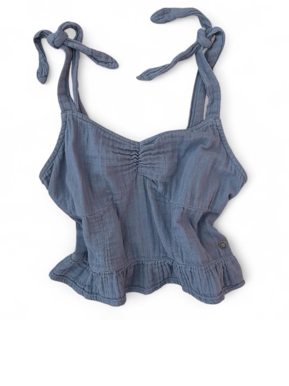 Roxy Beachy Blue Babydoll Tank Top Coquette Summer Top Size Medium